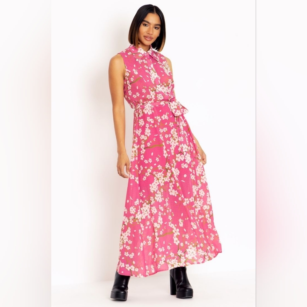 Blackmilk Cherry Blossom Pink Maxi Skirt Dress 12